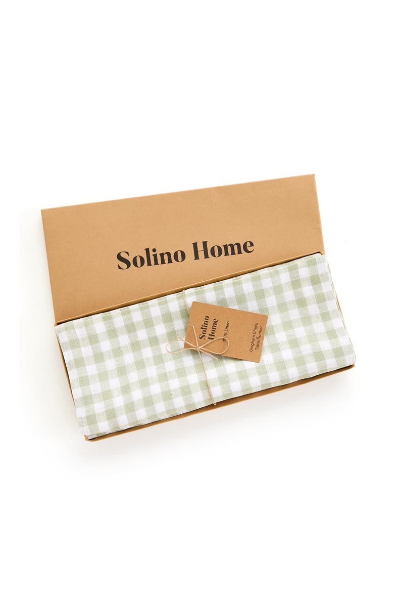 Solino Home Linen Table Runner - Gingham Check, Alternate, color, Sage