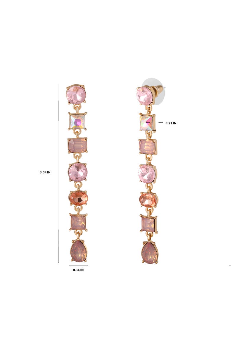 Light Pink Crystal Linear Drop Earrings, Alternate, color, Light Pink/Gold