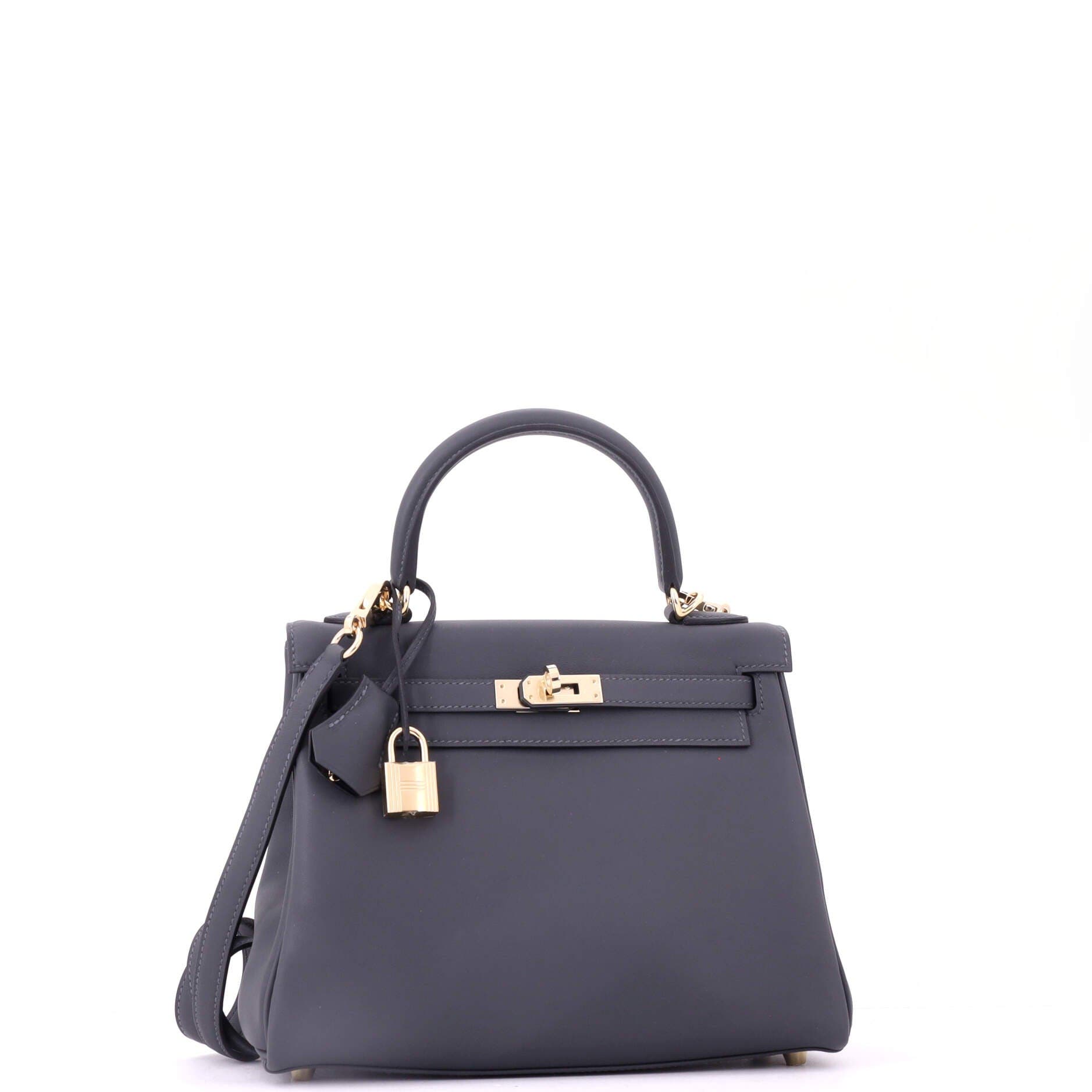 Pre-Owned Hermes Kelly Handbag Verso Swift with Permabrass Hardware 25, Alternate, color, Verso - Gris Misty/Noir
