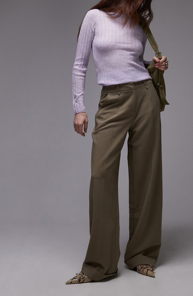 Topshop Low Rise Straight Leg Trousers, Alternate, color,