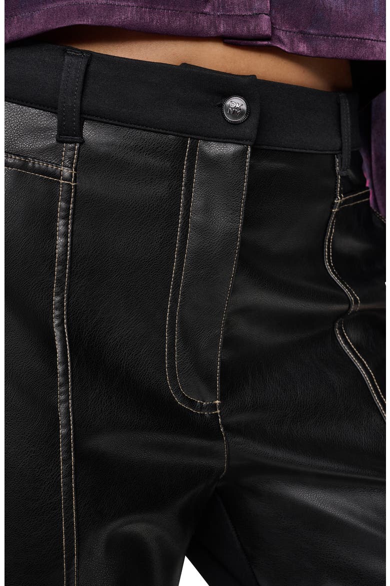 Faux Leather Straight Leg Pants, Alternate, color, BLACK