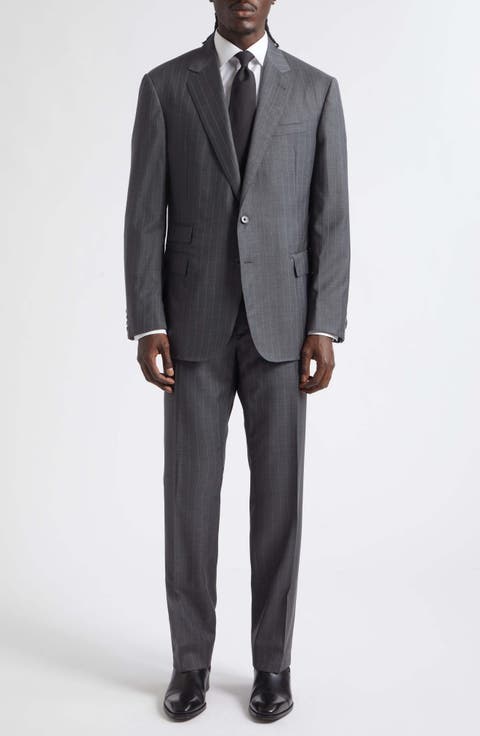 Grey Pinstripe Wool Suit