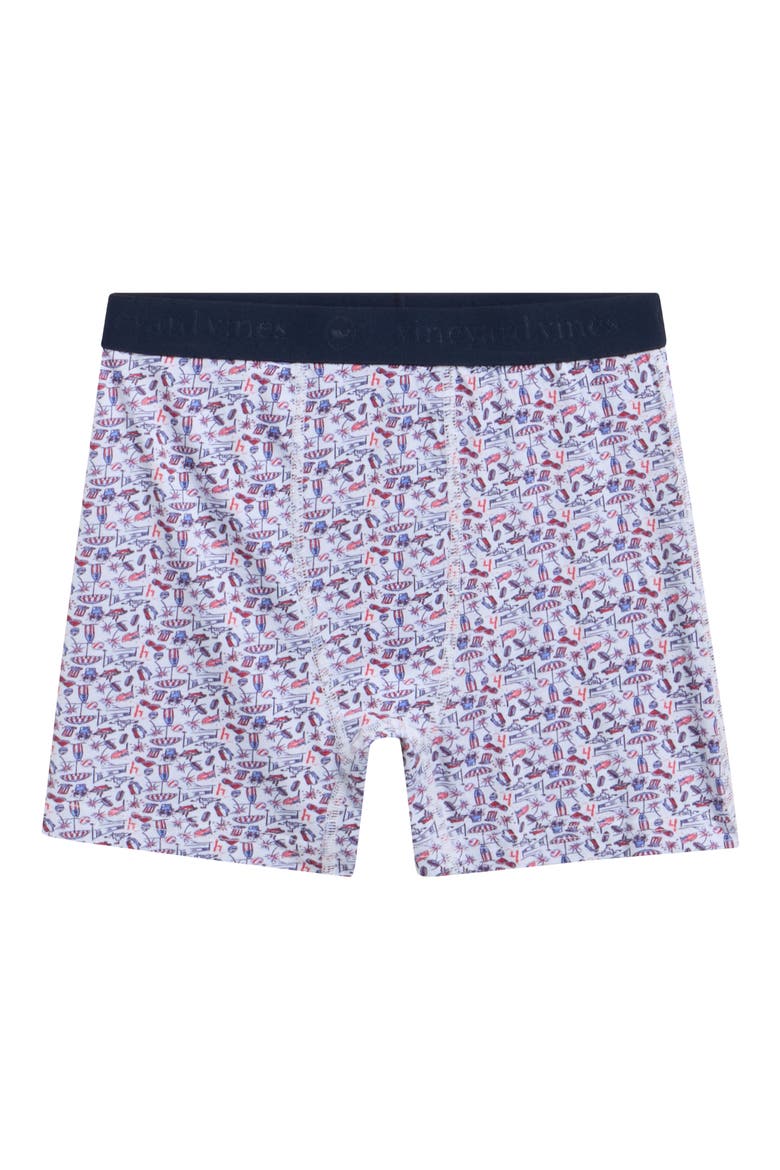 Kids' Stretch Cotton Boxer Briefs, Main, color, BEACH DAY - WHITE