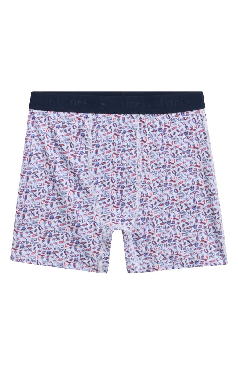 vineyard vines Kids' Stretch Cotton Boxer Briefs, Main, color, Beach Day - White