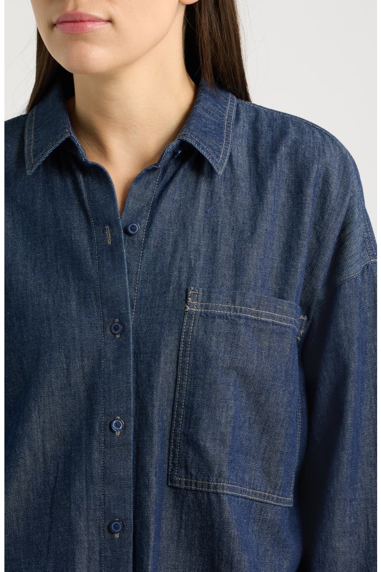 Collared Long Shirt, Alternate, color, DARK INDIGO