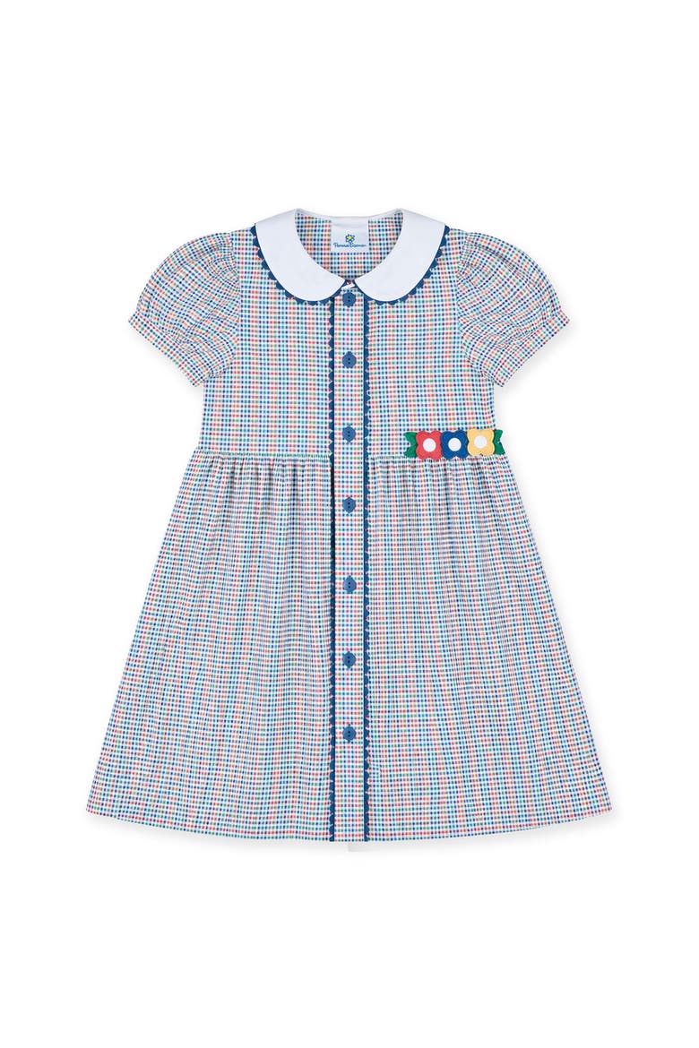Plaid Dress with Flowers, Main, color, Wht/Multi