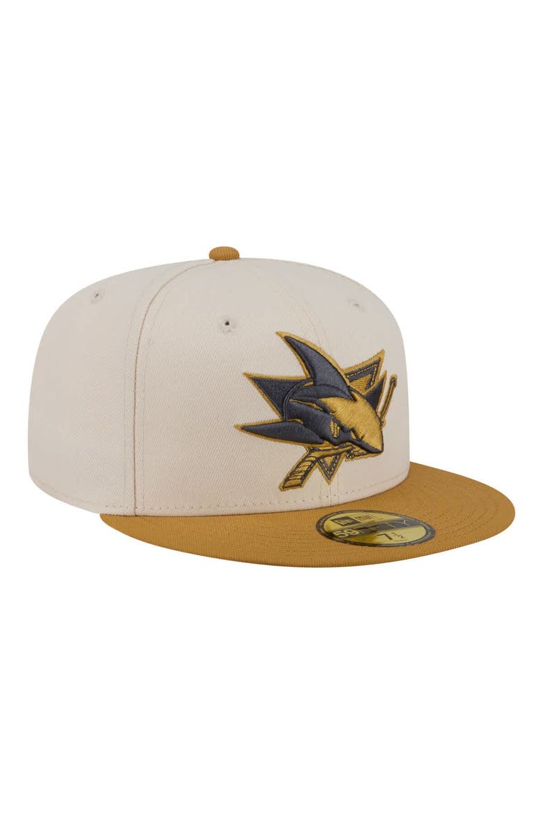 Men's New Era  Cream/Tan San Jose Sharks Colorpack Two-Tone 59FIFTY Fitted Hat, Alternate, color, Cream