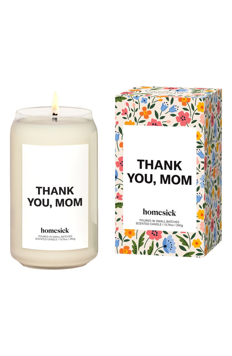 homesick Thank You, Mom Scented Candle, Main, color, White