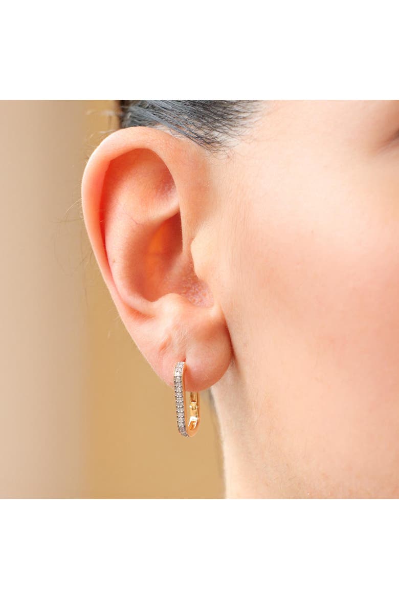 Diamond Square Hoop Earrings, Alternate, color, Yellow Gold