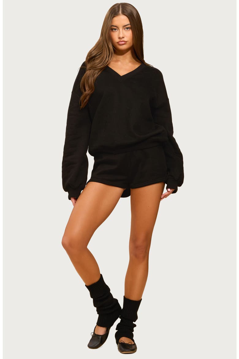 Bronte V-Neck Sweatshirt, Alternate, color, BLACK