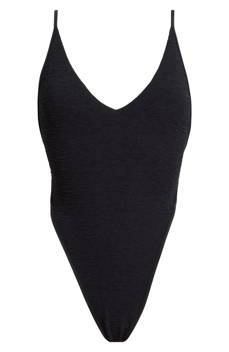 free-est by Free People Amber Jacquard One-Piece Swimsuit, Main, color, Black