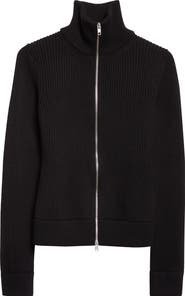 Maison Margiela Full Zip Rib Virgin Wool Cardigan