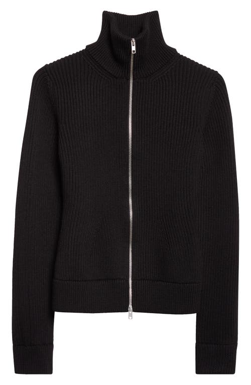 Maison Margiela Full-zip Wool Ribbed Cardigan Clothing In Black