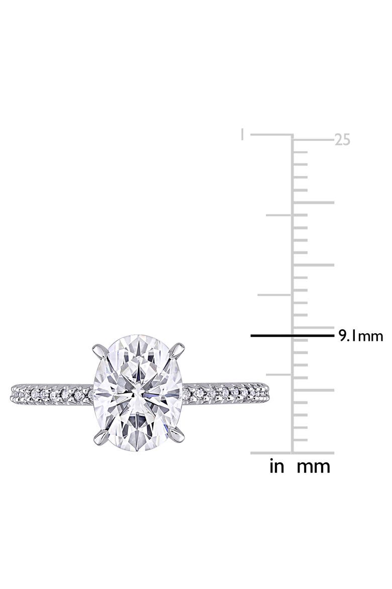 14K White Gold Oval Lab Created Moissanite & Diamond Ring - 0.11ct., Alternate, color, SILVER
