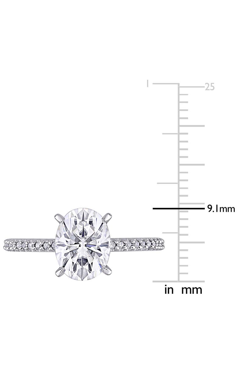 DELMAR 14K White Gold Oval Lab Created Moissanite & Diamond Ring - 0.11ct., Alternate, color, Silver