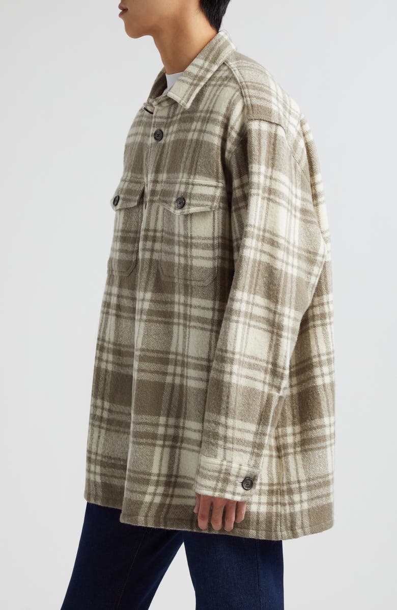 AMI PARIS Maxi Oversize Plaid Virgin Wool Overshirt, Alternate, color, 