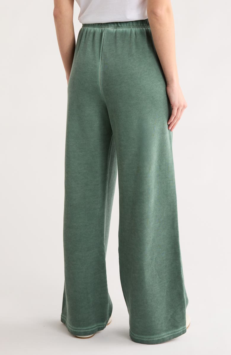 Good American Brushed Fleece Wide Leg Sweatpants, Alternate, color, Washed Fatigue Green001