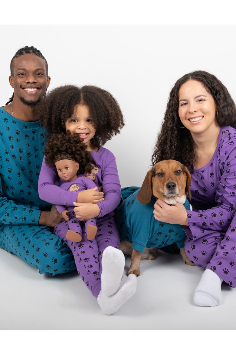 Women's Loose Fit Cotton Matching Family Pajamas, Fun & Character Themes, Alternate, color, Dog Paw Purple
