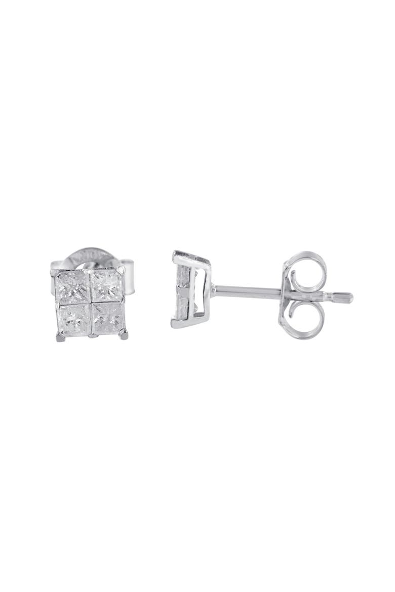 10K White Gold 5/8 Cttw Diamond Stud Earrings, Alternate, color, White