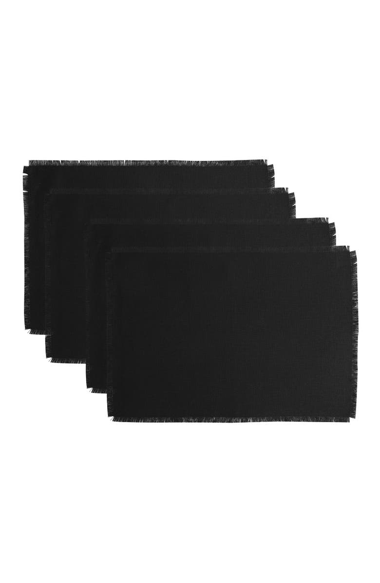 Solino Home Linen Placemats - Fringe, 14" x 19", Main, color, Black