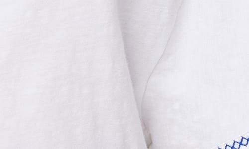 Curve Appeal Embroidered Flutter Sleeve Cotton T-shirt In Bright White