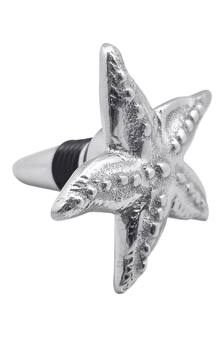 Starfish Flat Bottle Stopper, Main, color, SILVER