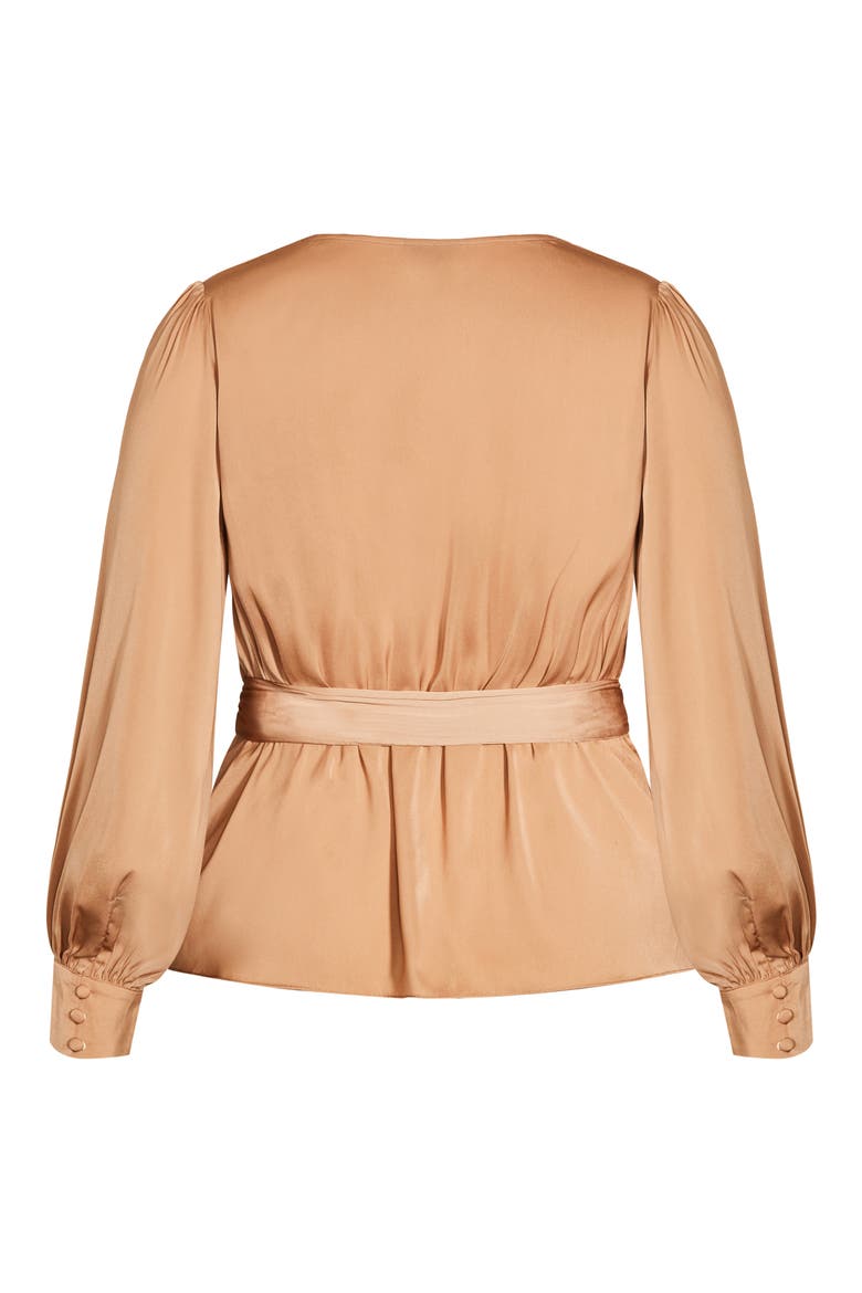 Opulent Faux Wrap Top, Alternate, color, TAUPE