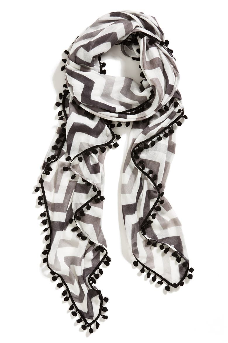 Gradient Chevron Scarf, Main, color, GREY/ BLACK