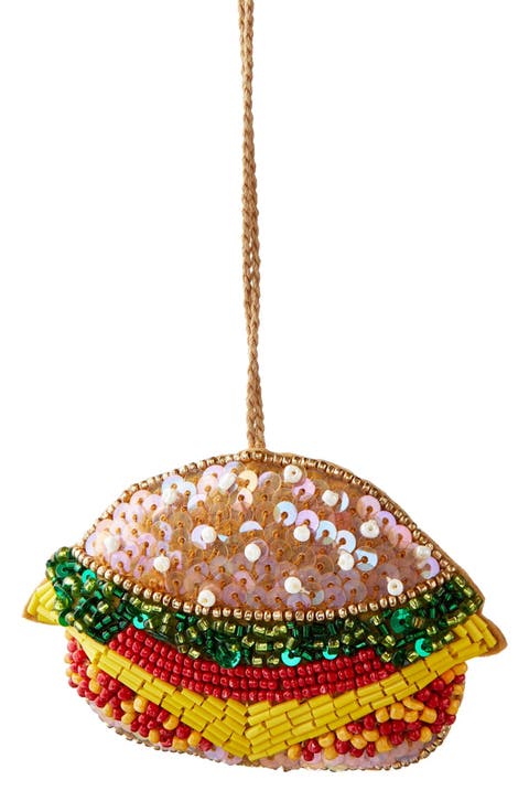 Cheeseburger Beaded Ornament
