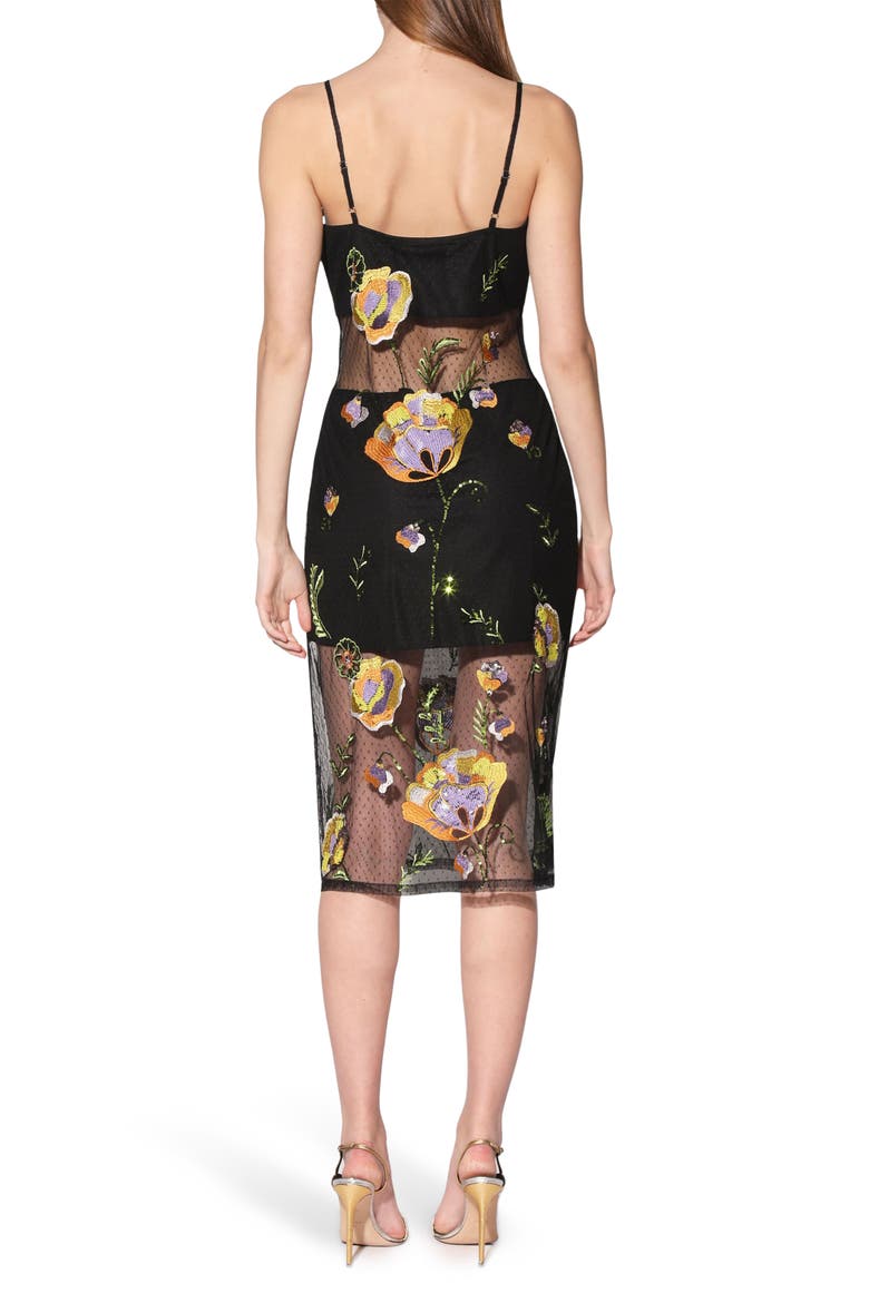 Petra Sequin Embroidered Flower Mesh Cocktail Dress, Alternate, color, GARDEN EMBROIDERY