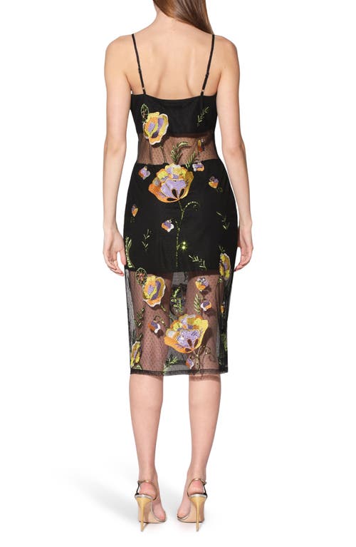 WALTER BAKER WALTER BAKER PETRA SEQUIN EMBROIDERED FLOWER MESH COCKTAIL DRESS 