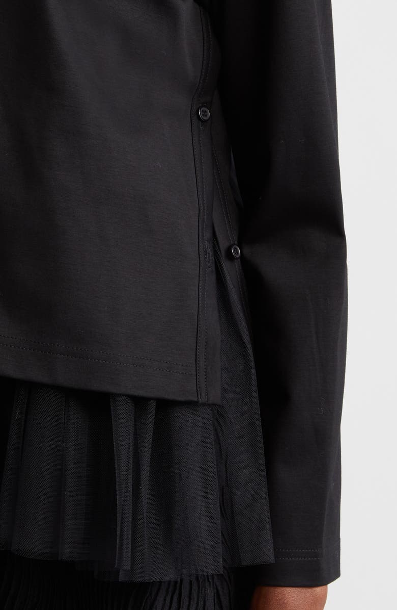 Noir Kei Ninomiya Tulle Detail Cotton Ponté Cardigan, Alternate, color,