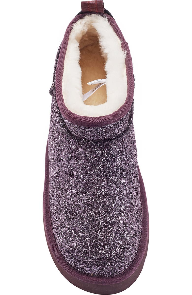 Australia Luxe Collective Cosy Genuine Shearling Glitter Ultra Platform Bootie, Alternate, color, Plum