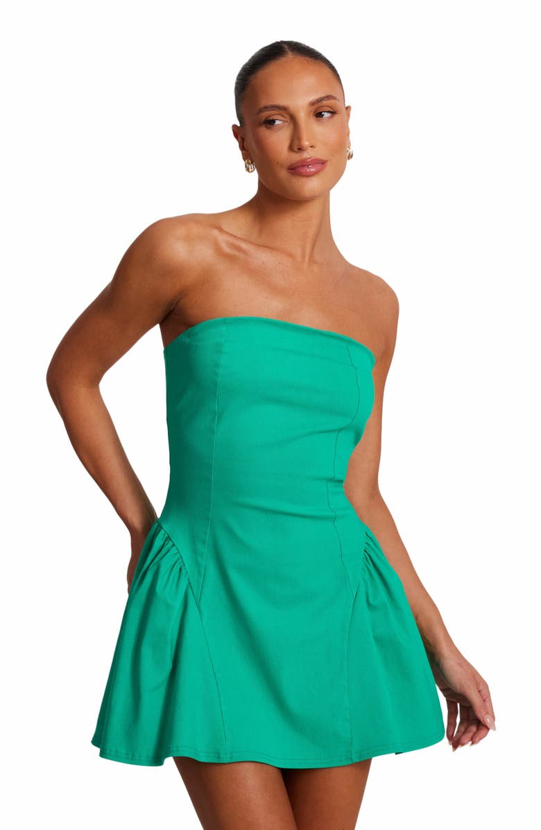 QUIZ Bengaline Bandeau Drop Waist Mini Dress, Alternate, color,