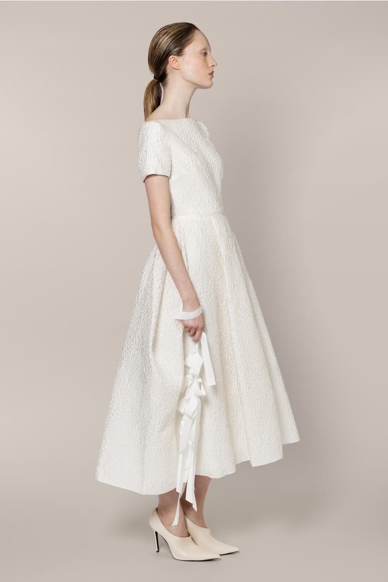 Vaela Short Sleeve Bridal Dress, Alternate, color, Ivory