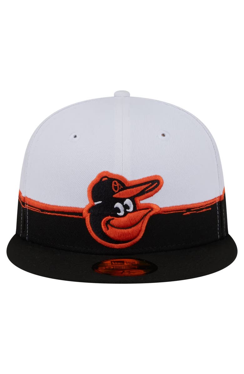 New Era Men's New Era  Black/White Baltimore Orioles Paint Stroke 59FIFTY Fitted Hat, Alternate, color, Black