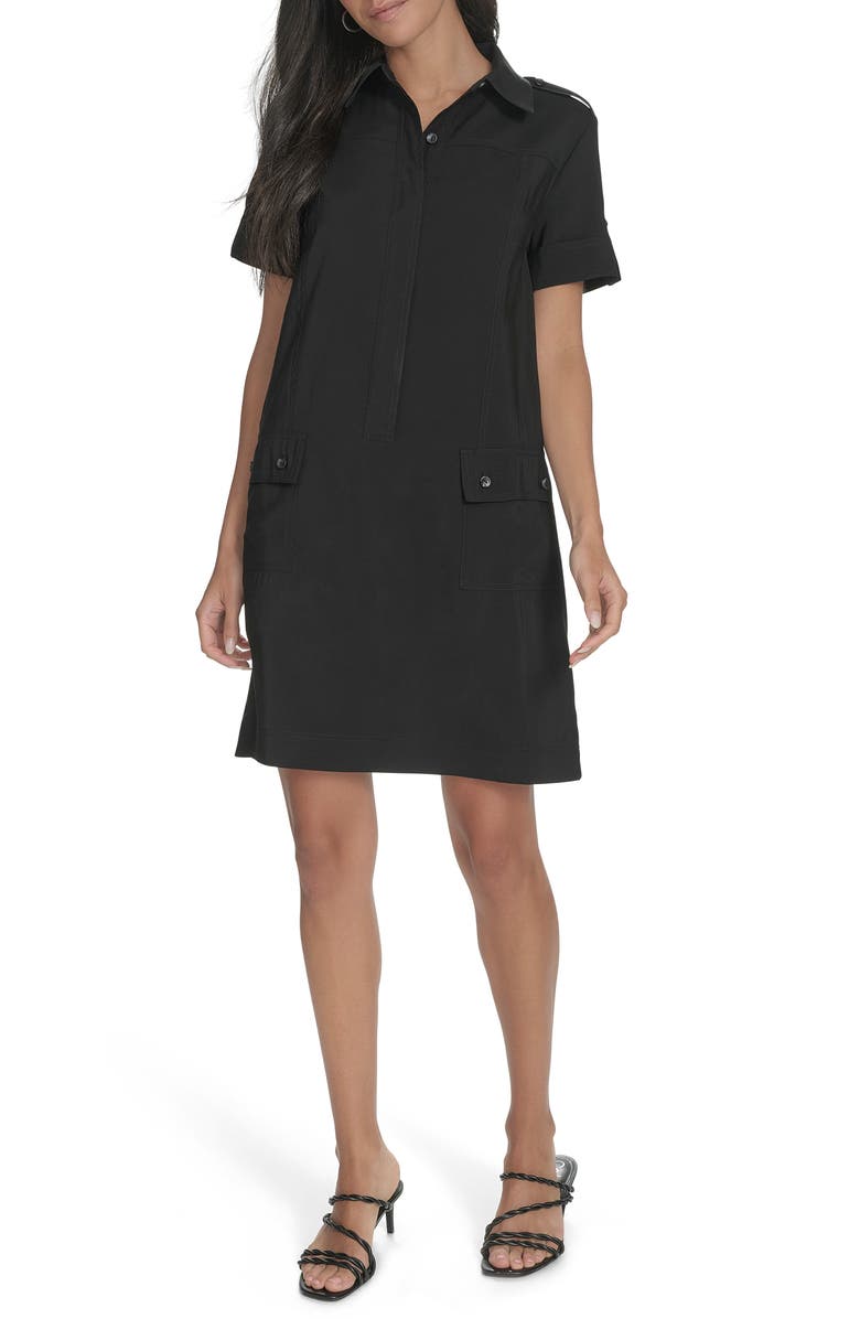 Calvin Klein Roll Cuff Short Sleeve Shirtdress, Alternate, color, 