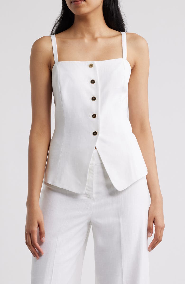 Tahari ASL Cutaway Sleeveless Top, Main, color, White