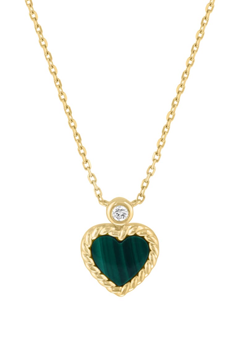 Malachite Heart Pendant Necklace, Alternate, color, GREEN