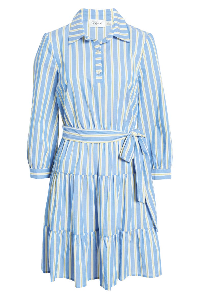 Stripe Belted Shirtdress, Alternate, color, BLUE
