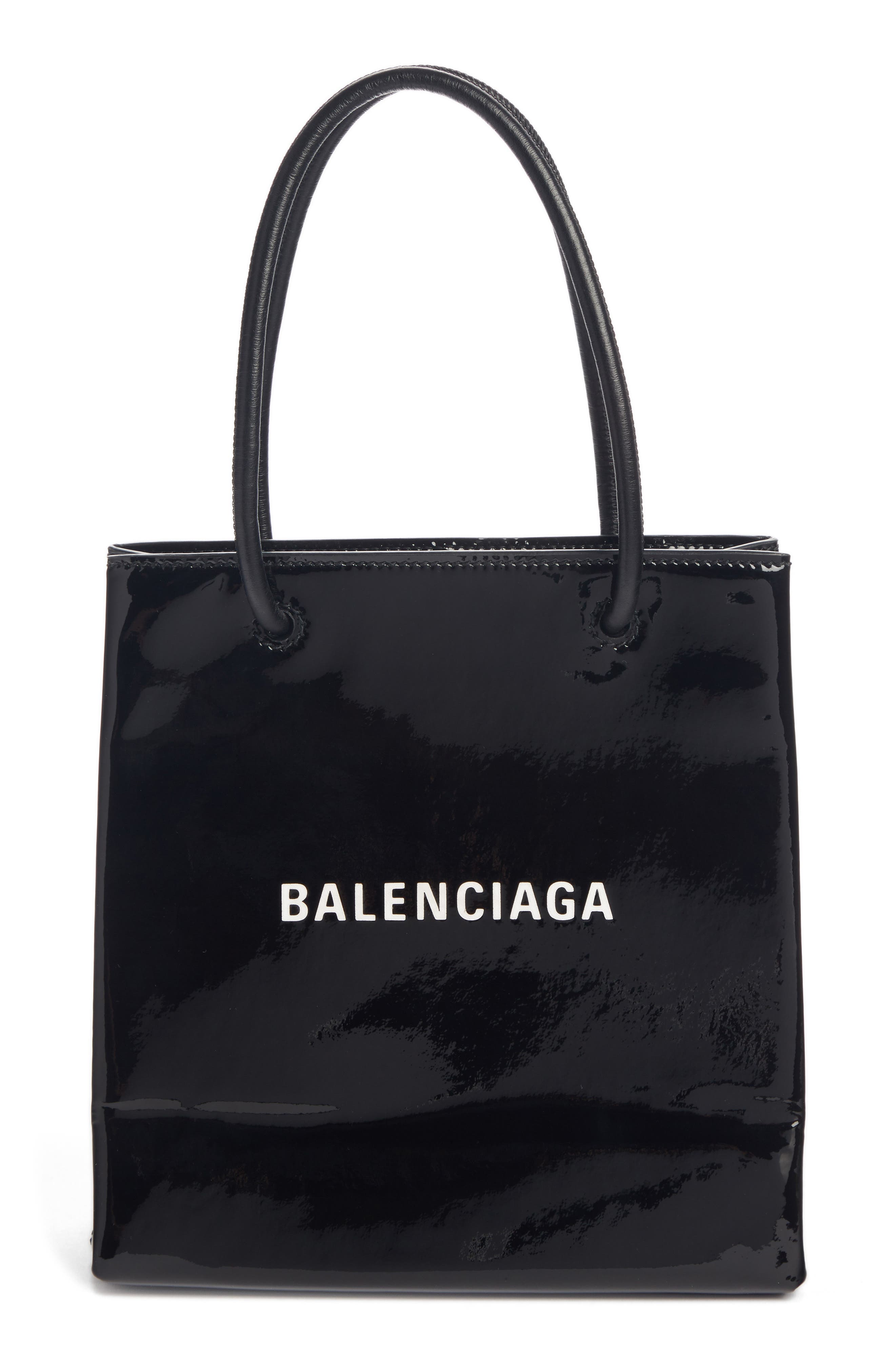 Balenciaga Extra Extra Small AJ Logo Leather Shopper Tote, Main, color, 
