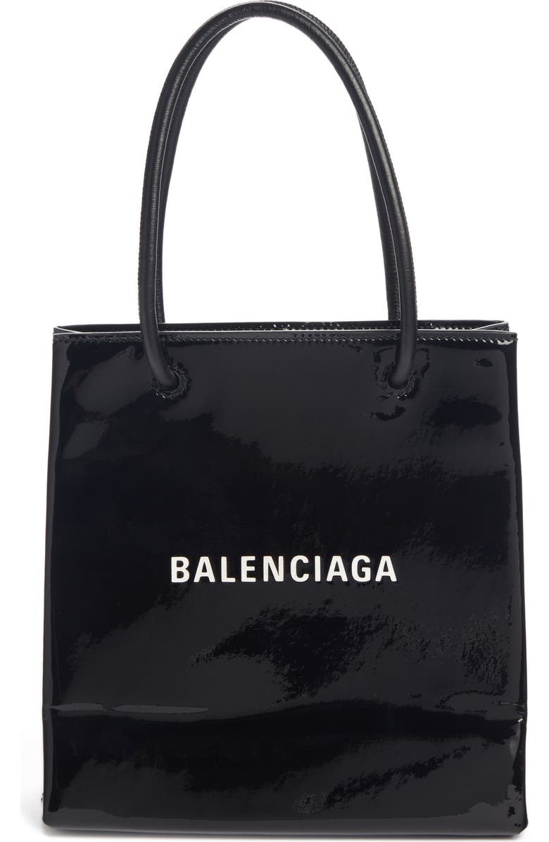 Balenciaga Extra Extra Small AJ Logo Leather Shopper Tote, Main, color,