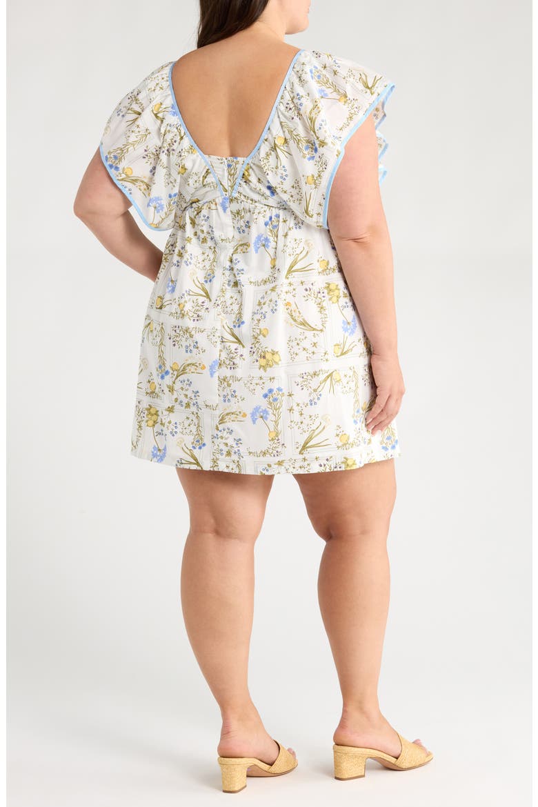 Cecily Floral Cotton Babydoll Minidress, Alternate, color, WHITE/ MULTI