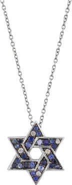 EFFY Blue & White Sapphire Star of David Pendant Necklace