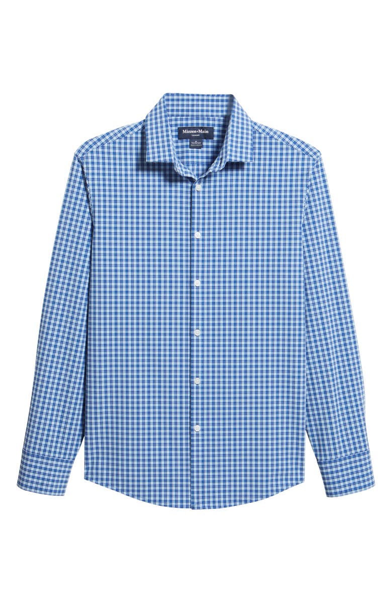 Mizzen+Main Leeward No Tuck Trim Fit Plaid Performance Button-Up Shirt, Alternate, color, Cobalt Ben Plaid
