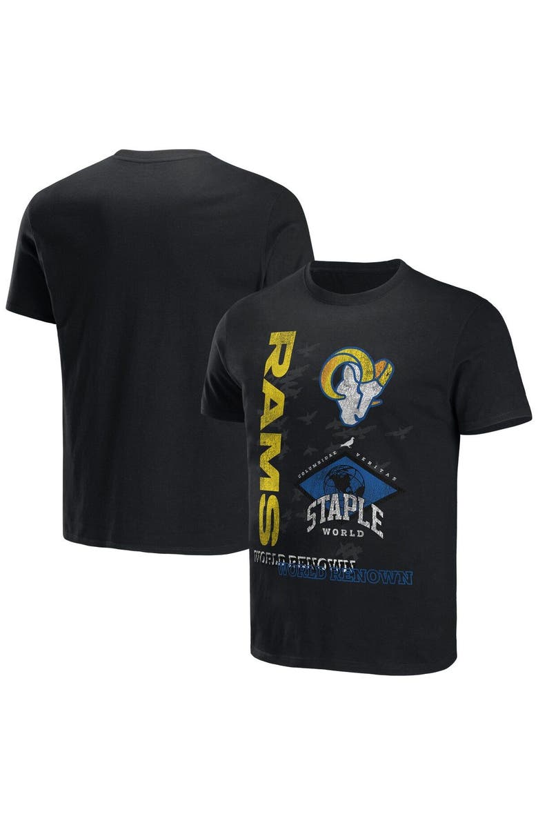 STAPLE Men's NFL x Staple Black Los Angeles Rams World Renowned T-Shirt, Main, color, 