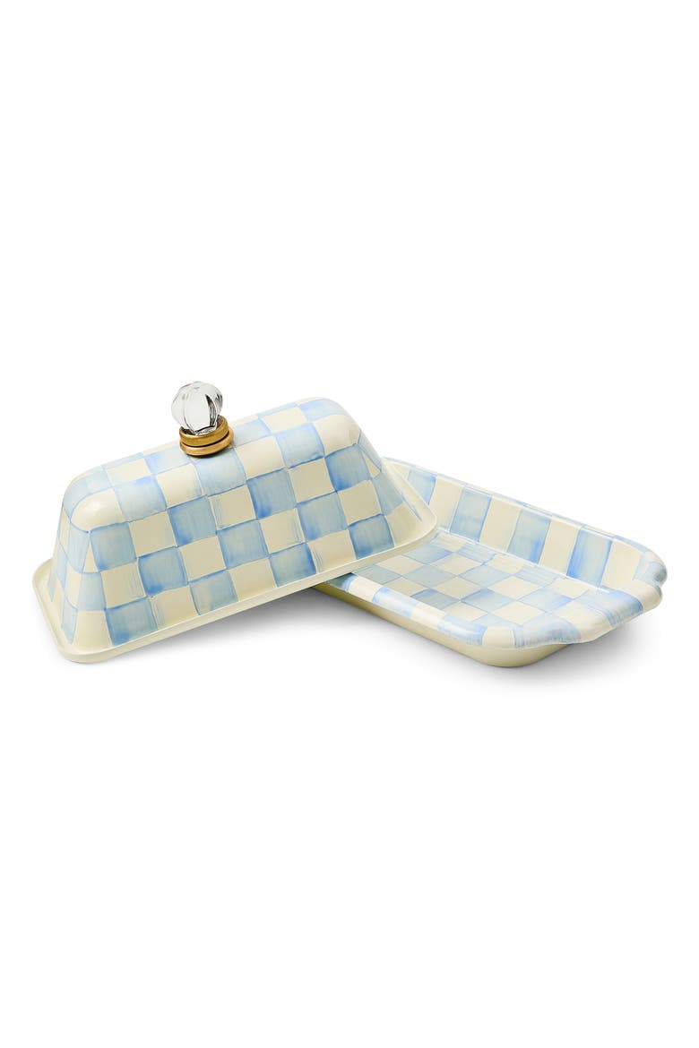 Sky Check Enameled Steel Butter Box, Alternate, color, SKY CHECK