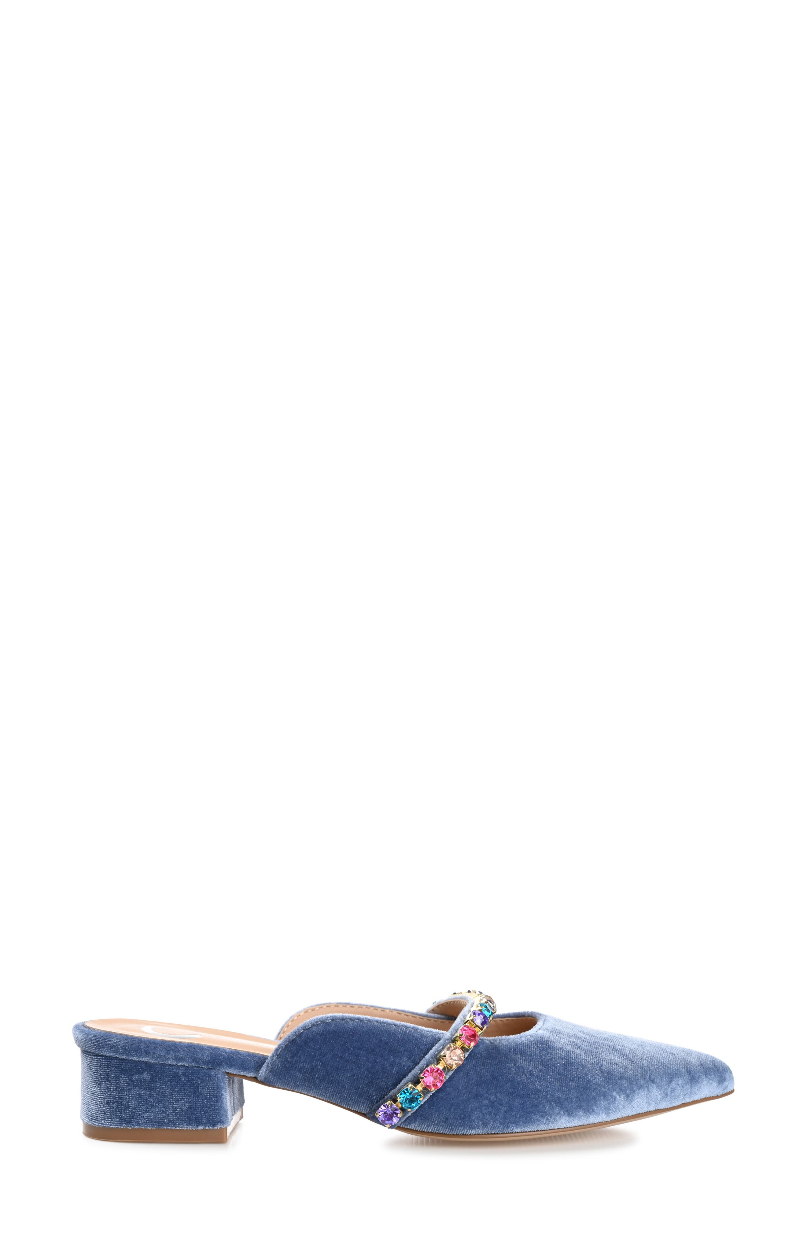 Journee Collection Jewel Embellished Pointed Toe Mule, Alternate, color, Blue