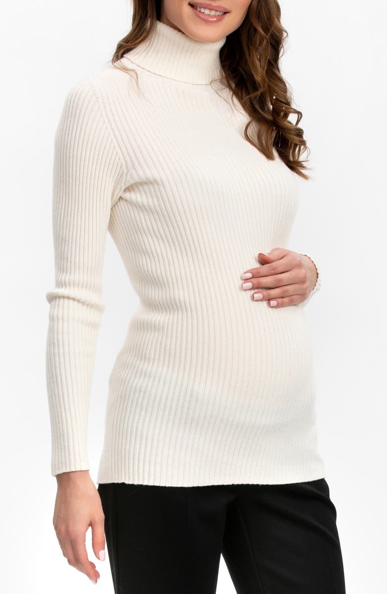 PIETRO BRUNELLI MATERNITY Aurora Turtleneck Rib Maternity Sweater, Alternate, color, Natural