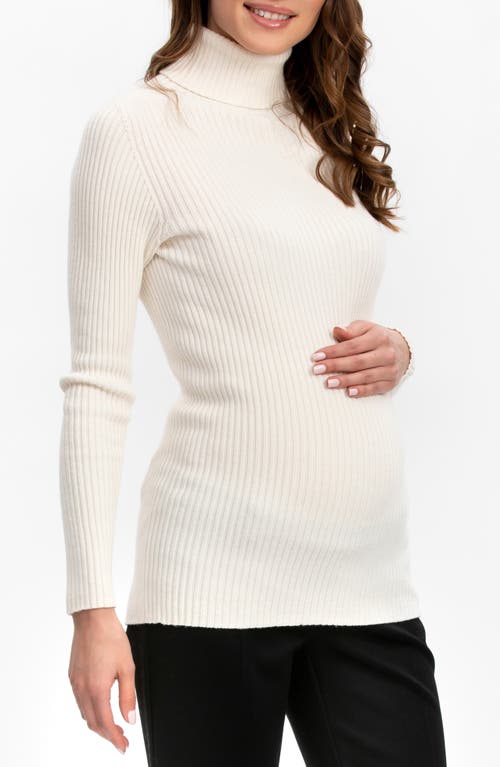 Pietro Brunelli Aurora Turtleneck Rib Maternity Sweater In Natural